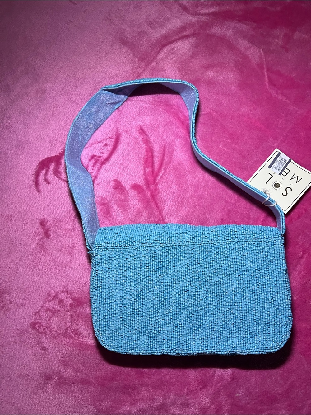 Beaded Flamingo Beach Scene Shoulder Bag - Picture 4 of 8